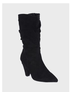 Womens Black Slouch Calf Length Boots