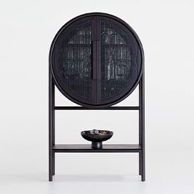 West Charcoal Cane Bar Cabinet by Leanne Ford