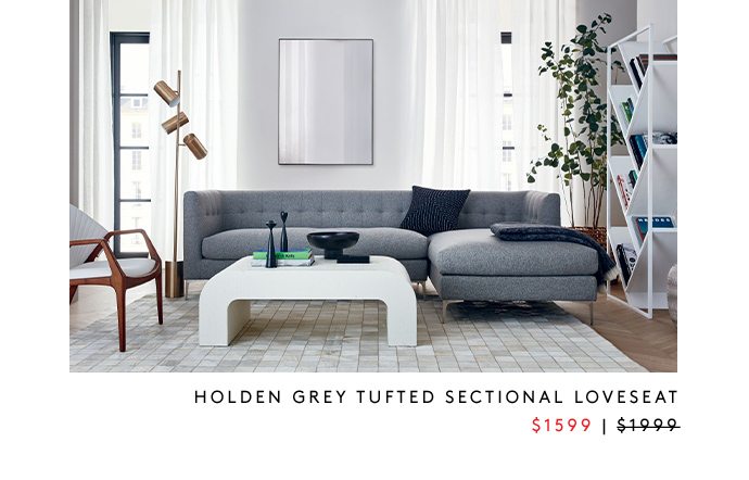 HOLDEN GREY TUFTED SECTIONAL LOVESEAT $1599 