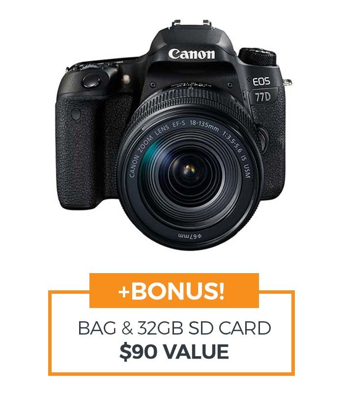 CANON EOS 77D W/EF-S 18-135 IS USM LENS