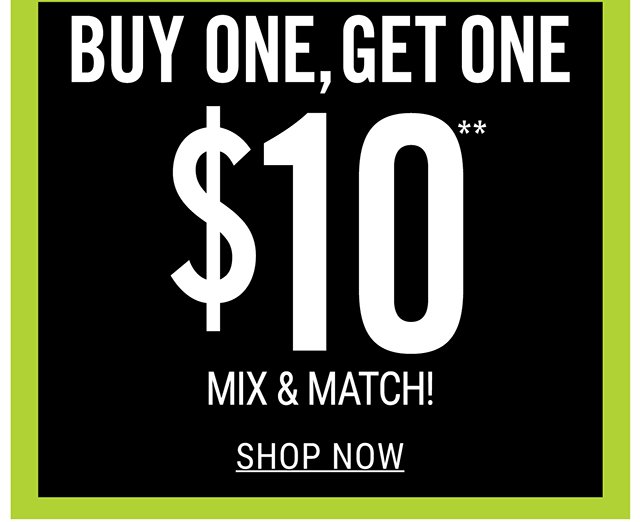 Online and In-Store Shorts Tanks and Swim BOGO $10