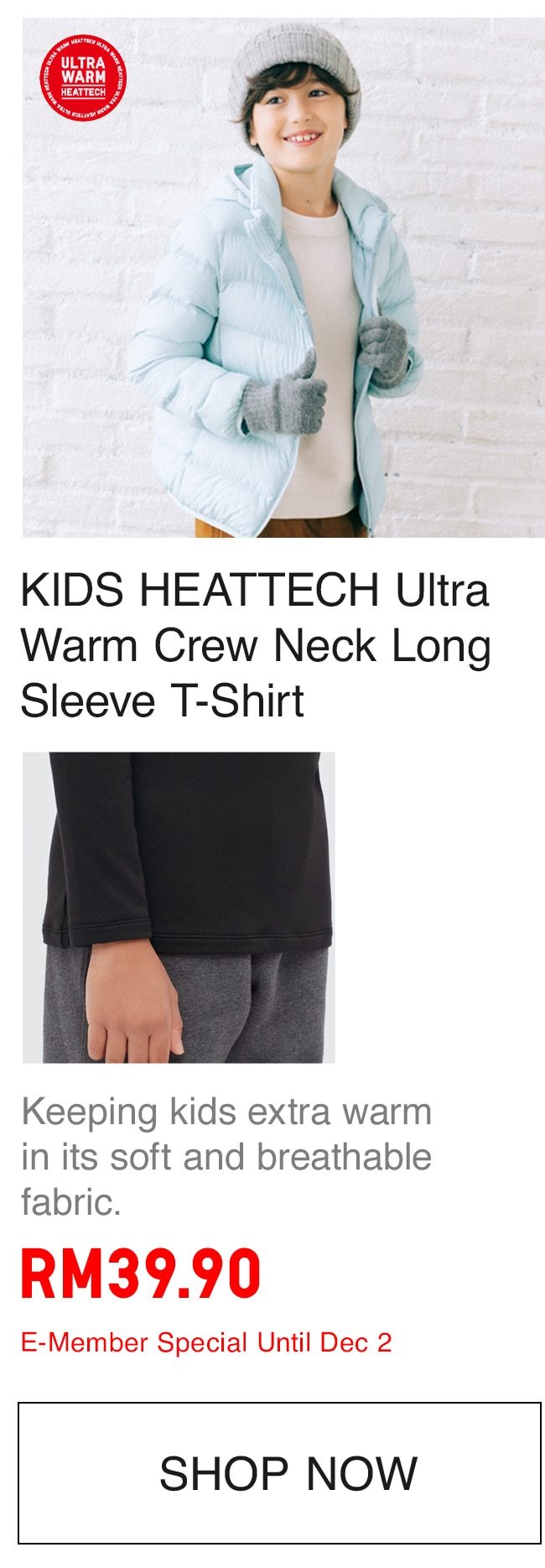 Kids HEATTECH Ultra Warm Long Sleeve T-Shirt