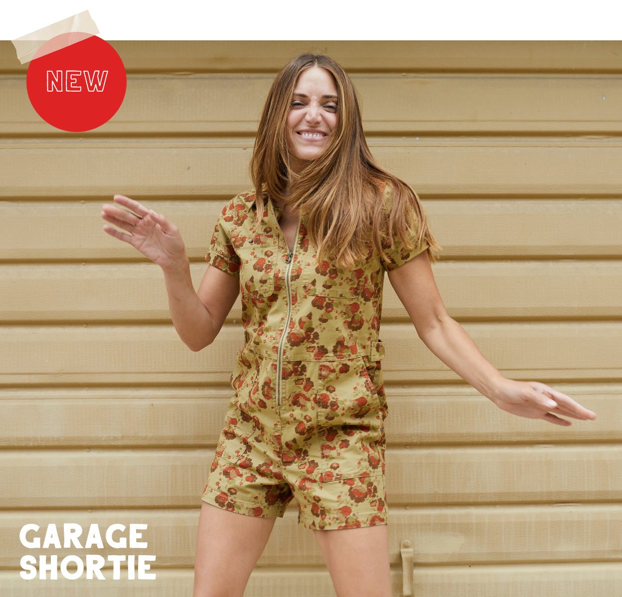 New! Earthworks Garage Shortie in Mantis Bluebell Print