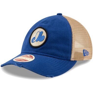 Montreal Expos New Era Cooperstown Collection Front Patched Trucker 9TWENTY Adjustable Hat – Blue