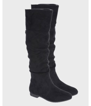 Womens Black Slouch High Leg Boots