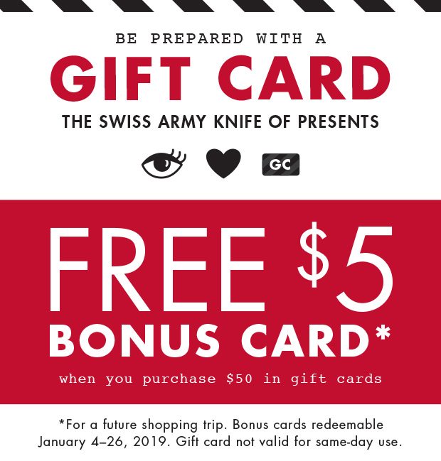 FREE $5 BONUS CARD