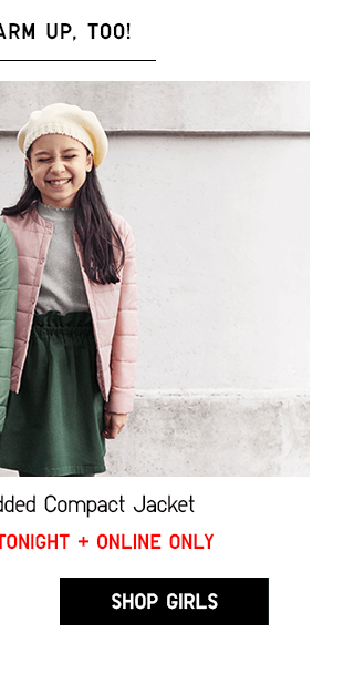 KIDS LIGHT WARM PADDED COMPACT JACKET $29.90 - SHOP GIRLS