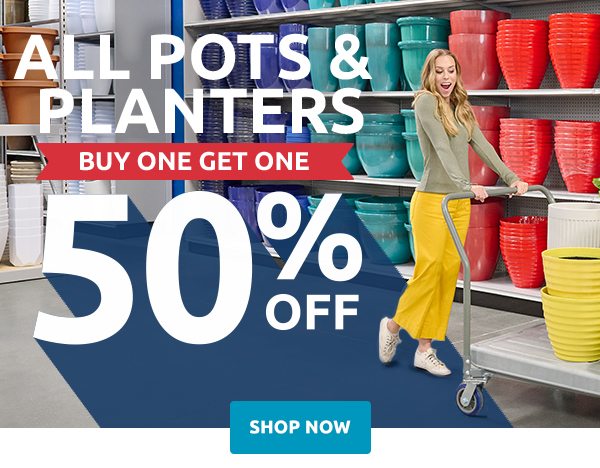 All Pots & Planters: Buy One Get One 50% Off