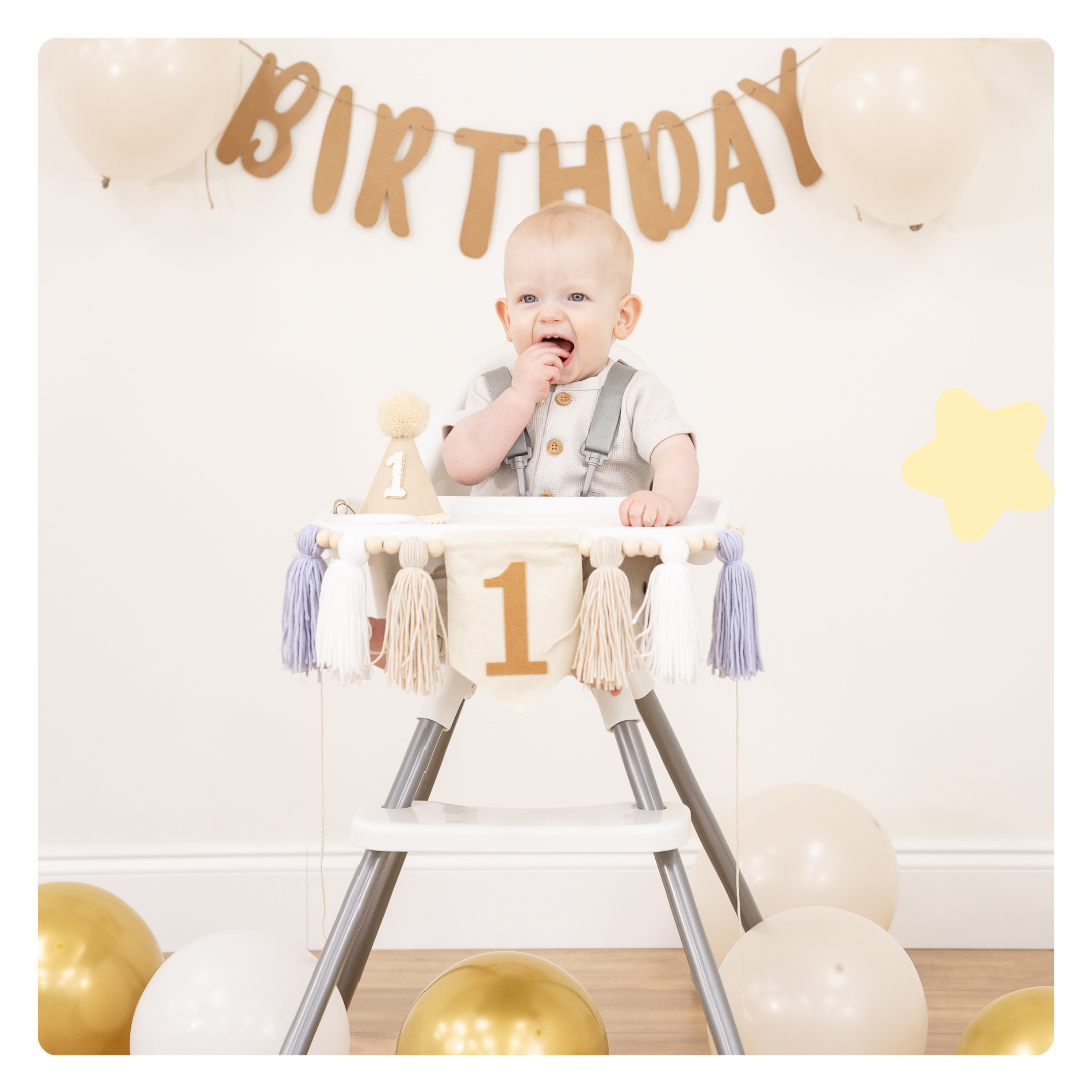 Baby sitting in Baby Basics High Chair