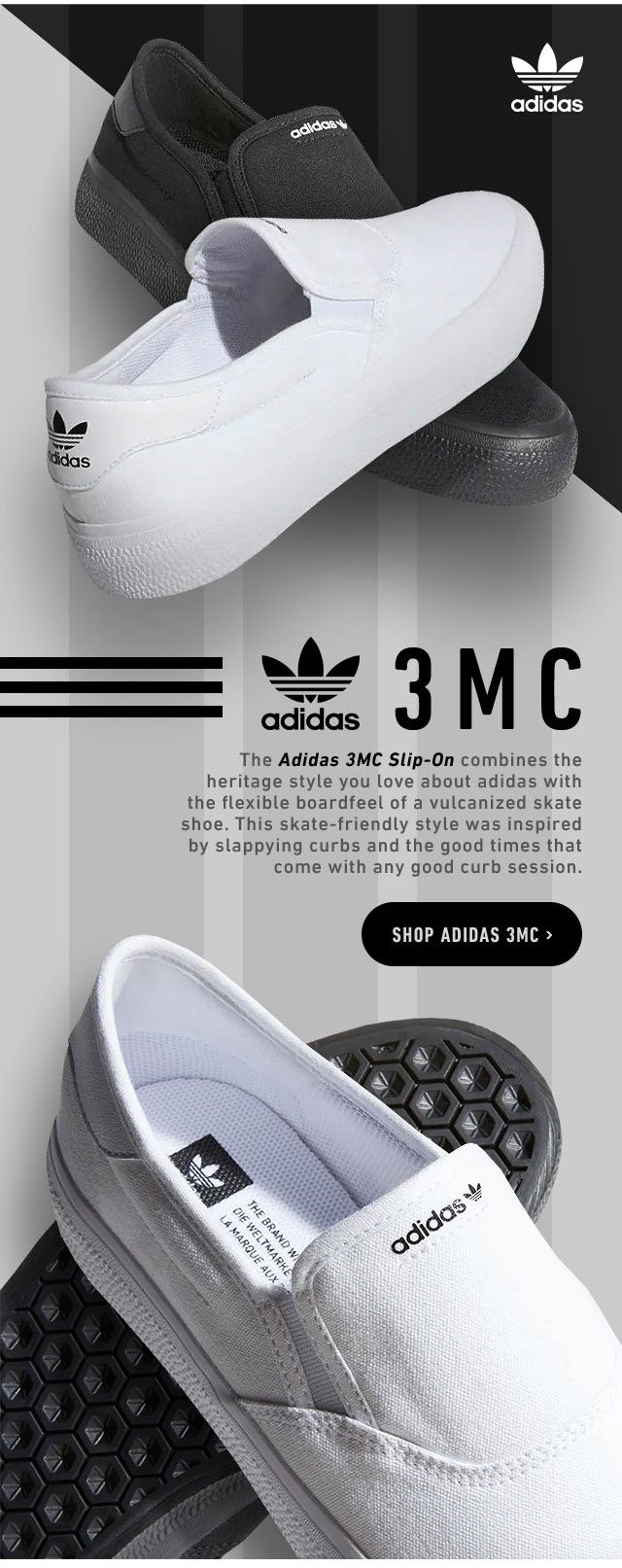 adidas 3mc slip on shoes
