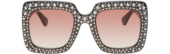 Gucci - Black Crystal Square Sunglasses