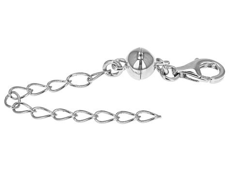 Magnetic Clasp Converter in Rhodium Over Sterling Silver With 2 inch Extension Chain