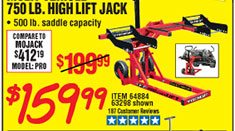  750 lbs. Heavy Duty ATV/Mower High Lift Jack 