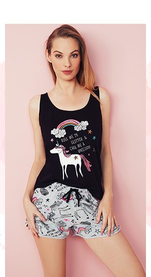 Unicorn Top And Shorts Pyjama Set 
