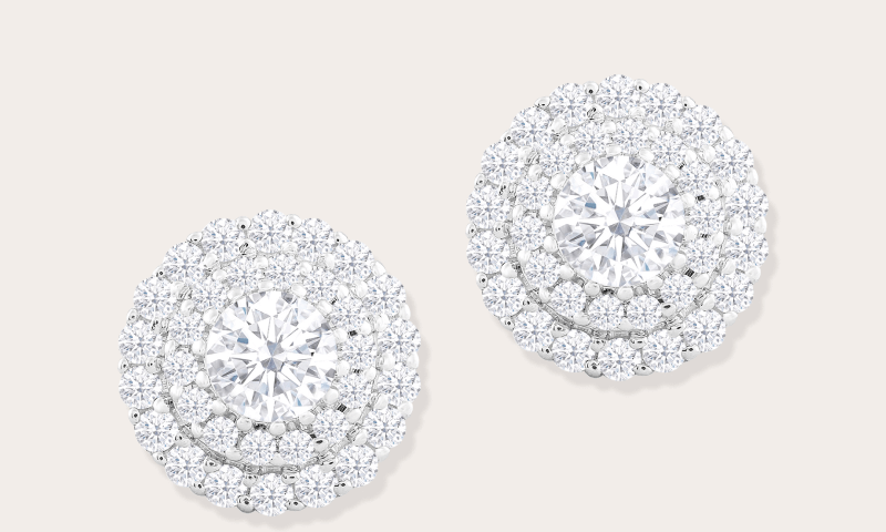 Lab-Created Diamonds by KAY Circle Stud Earrings 1 ct tw Round-cut 14K White Gold