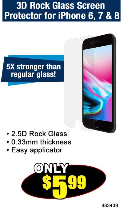 3D Rock Glass Screen Protector for iPhone 6, 7 and 8