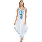 Sleeveless Embroidered Floral and Scroll Design Dress