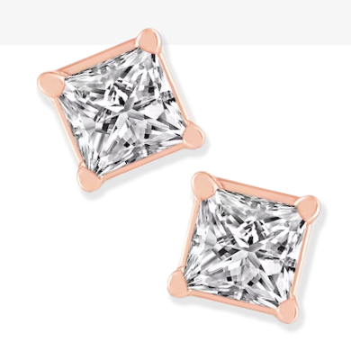 Princess-Cut Diamond Solitaire Stud Earrings 1/4 ct tw 14K Rose Gold (J/I2)