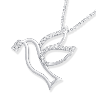 Diamond Dove Necklace 1/20 ct tw Sterling Silver