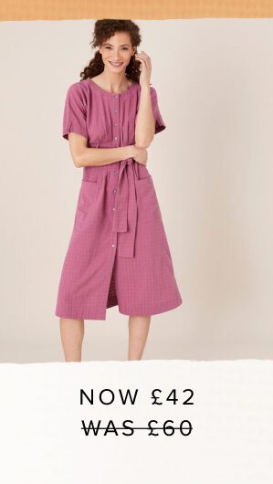 Crosshatch midi dress in pure cotton pink WAS £60 NOW £42