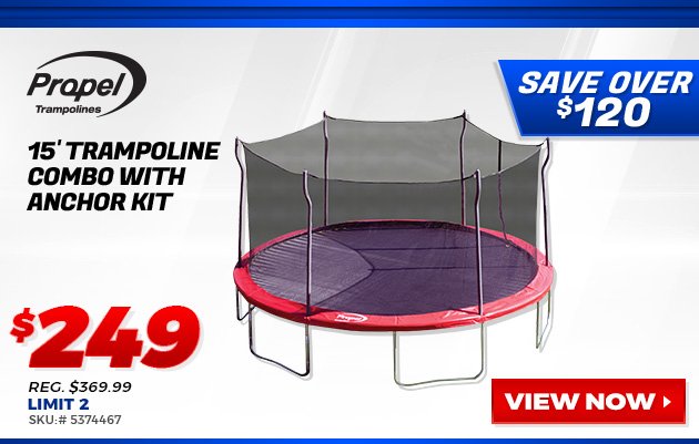 Propel 15' Trampoline Combo with Anchor Kit