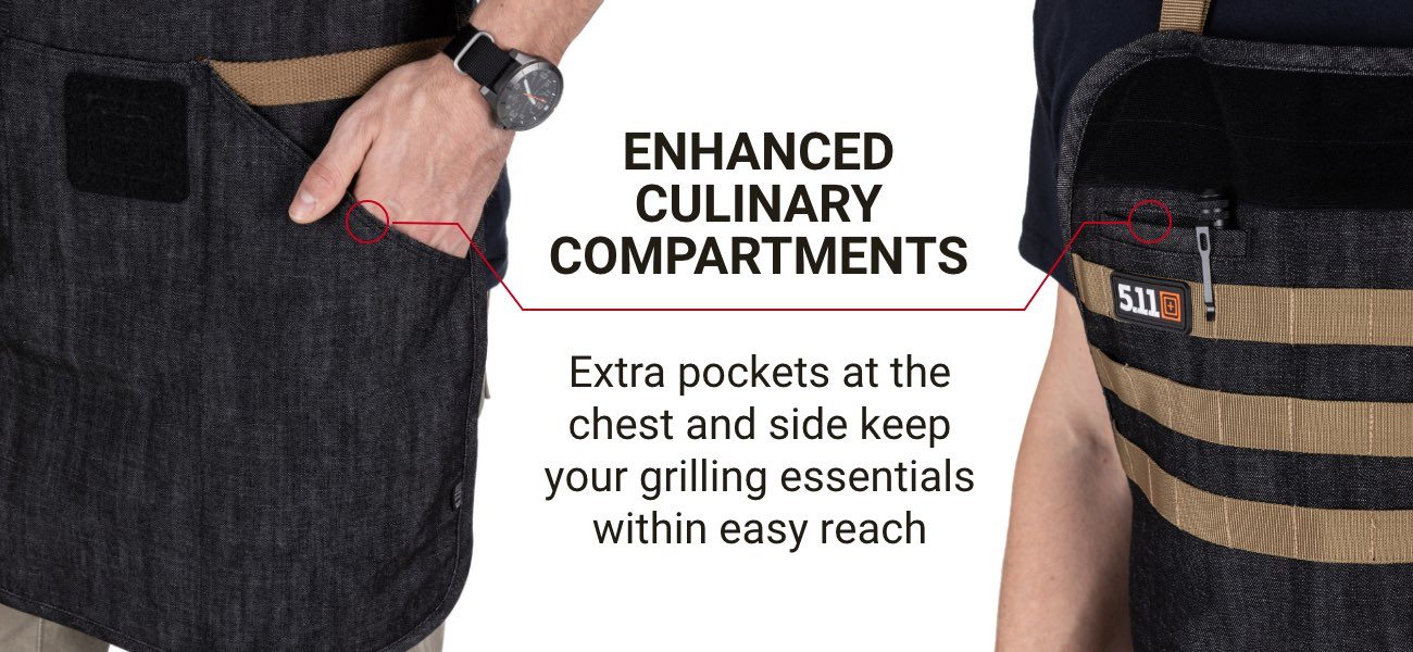 Extra pockets at the chest and side keep your grilling essentials within easy reach