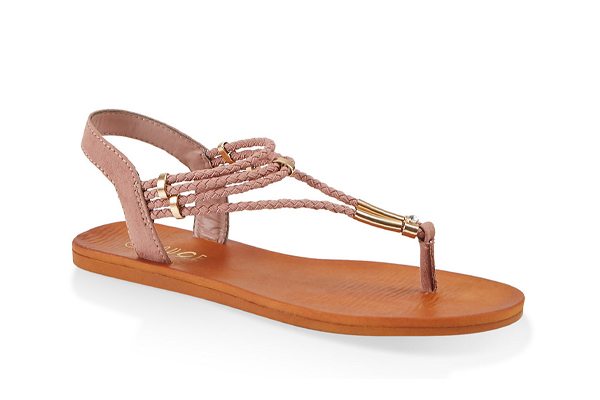 Braided Band Thong Slingback Sandals