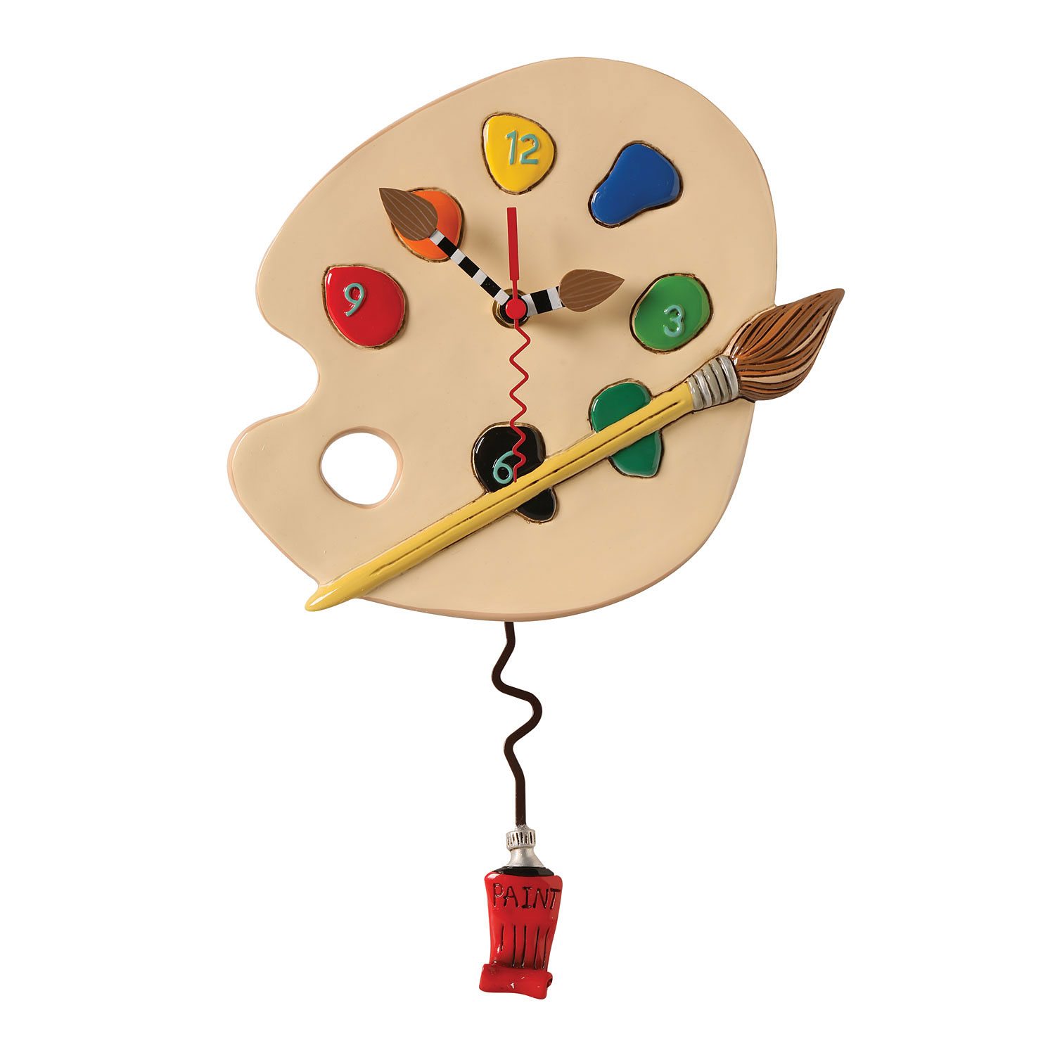 Artists Paint Palette Pendulum Wall Clock