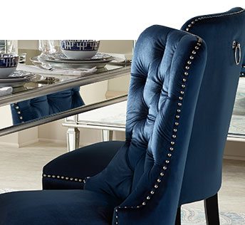 Euphoria Tufted Blue Velvet Dining Chair