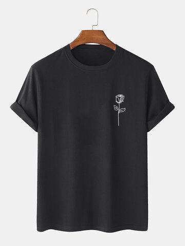 100% Cotton Rose Print T-Shirt