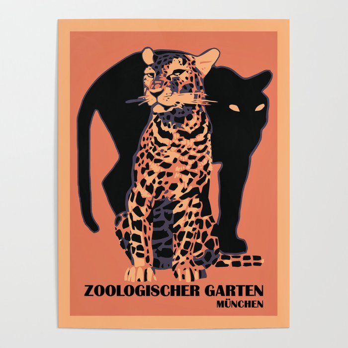 Retro vintage Munich Zoo big cats
