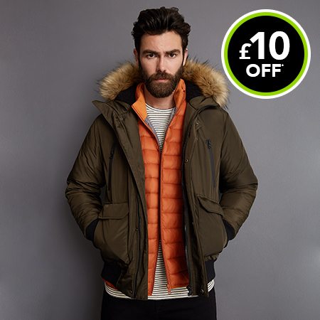 Mens Khaki Short Parka Coat