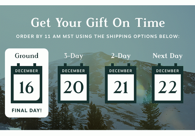 Holiday Shipping Ticker - Last Day for Ground Shipping is December 16th