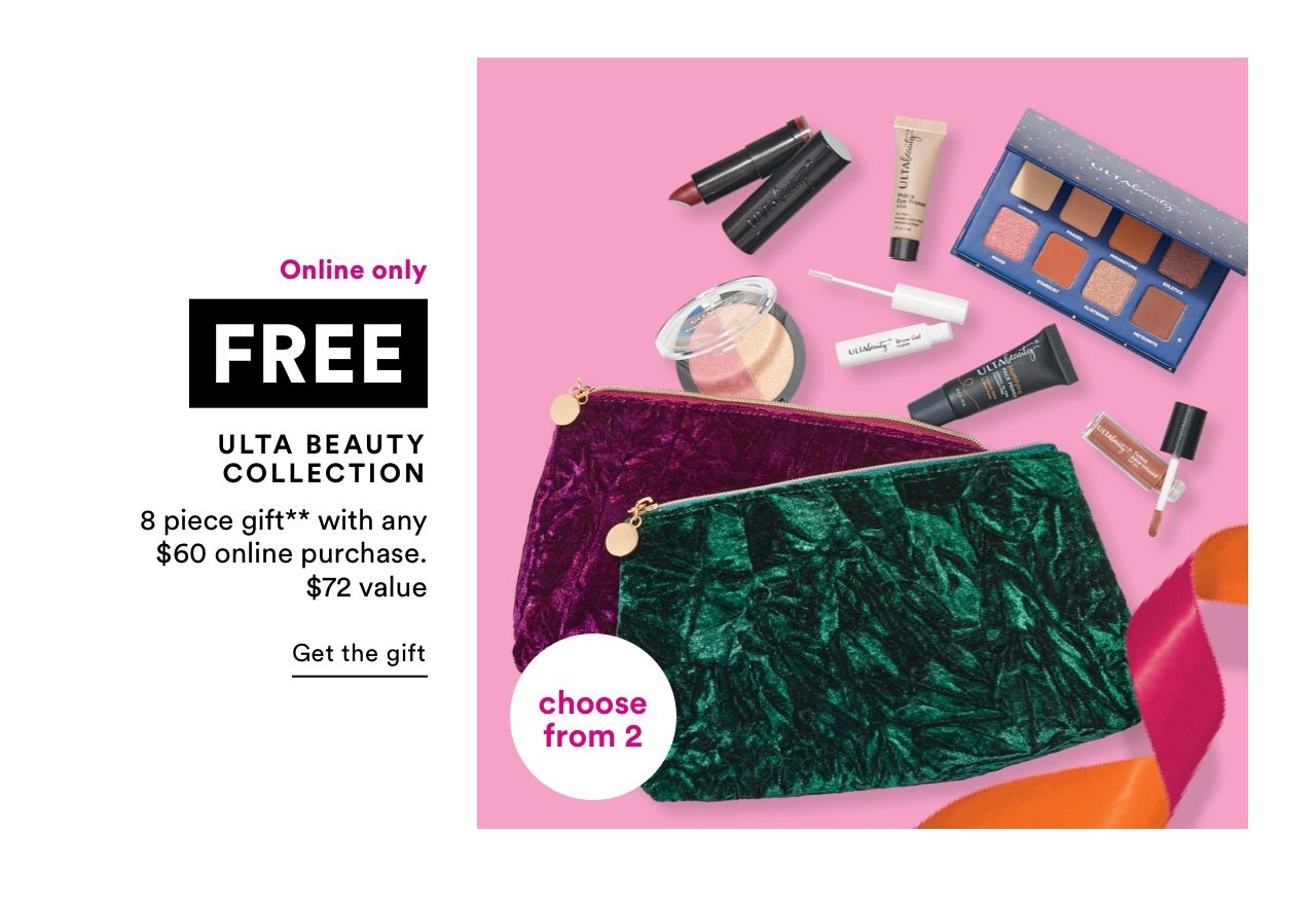Free UBC 8 piece gift** with any $60 online purchase. Choose from 2!