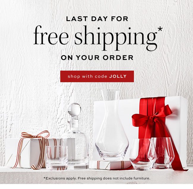 Last day for free shipping on your order