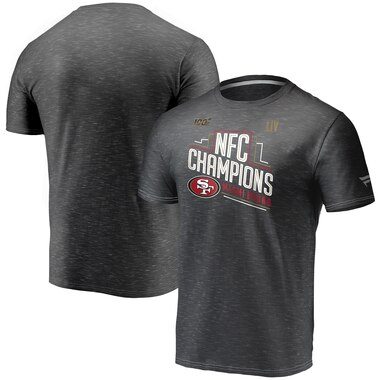 San Francisco 49ers NFL Pro Line by Fanatics Branded 2019 NFC Champions Trophy Collection Locker Room T-Shirt – Heather Charcoal