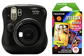 Fujifilm Instax Mini 26 Instant Film Camera w/ 10-Sheet Rainbow Film, Selfie Mirror