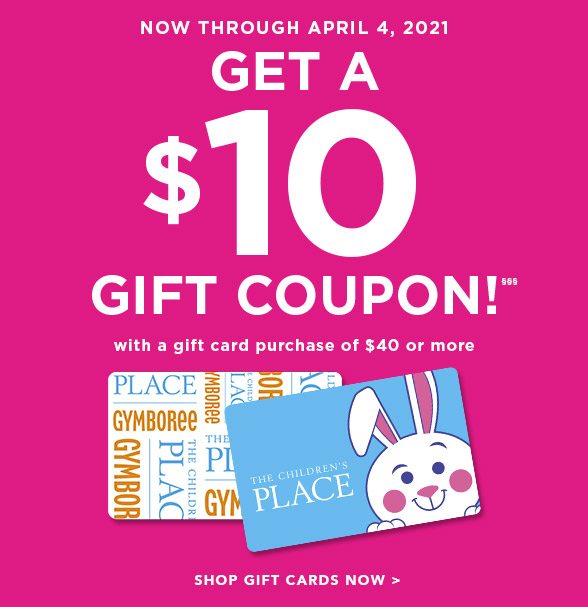 Children's Place $10 Off $40 Coupon Childrens *INSTANT DELIVERY* THREE 3 