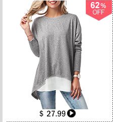 Long Sleeve Button Back Patchwork T Shirt