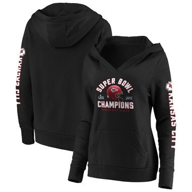 Kansas City Chiefs NFL Pro Line by Fanatics Branded Women's Super Bowl LIV Champions Lateral Pullover Hoodie - Black