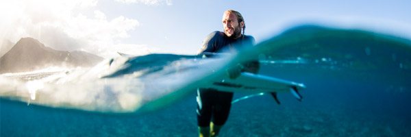 Owen Wright in between sets at Teahupoo, Tahiti