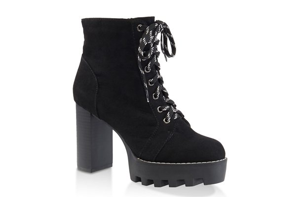 Lace Up Platform High Heel Booties