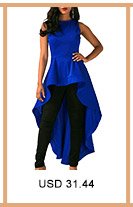 Round Neck Sleeveless Royal Blue High Low Blouse