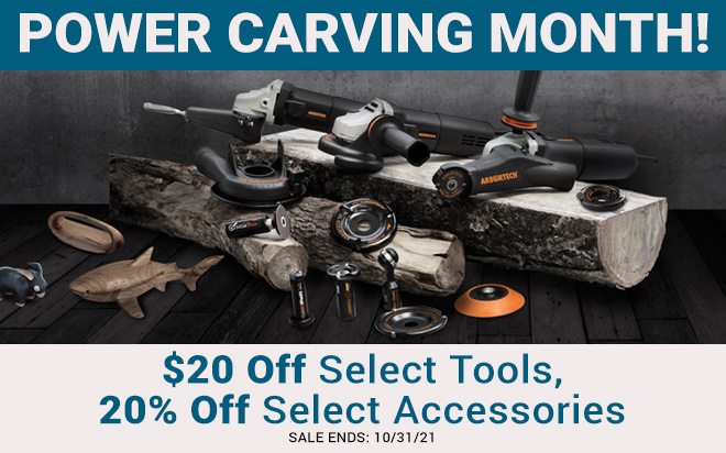 Power Carving Month! $20 Off Select Tools, 20% Off Select Accessories. 