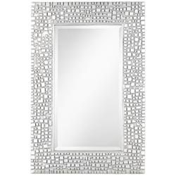 Savla Textured Relief Silver 24" x 36" Wall Mirror