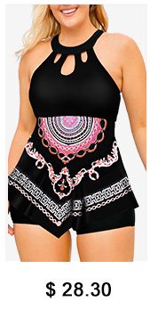 Cutout Front Tribal Print Swimdress and Shorts