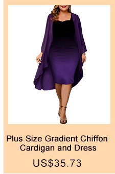 Plus Size Gradient Chiffon Cardigan and Dress