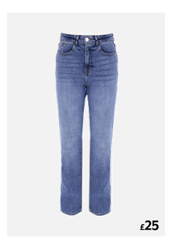 Womens Mid Blue Straight Leg Jeans