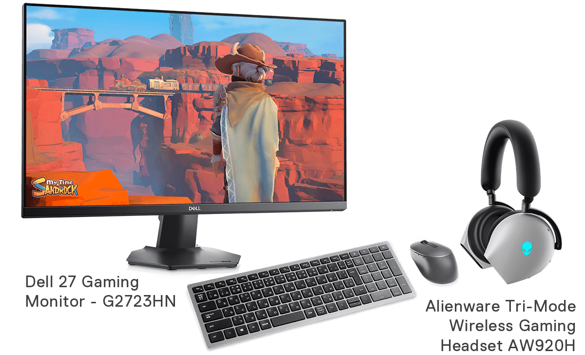 Dell 27 Gaming Monitor - G2723HN | Alienware Tri-Mode Wireless Gaming Headset AW920H