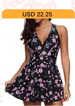 Plus Size V Neck Swimdress and Shorts